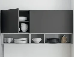 Cucina moderna grigio Primacucine lineare Domino grafite e cementho in offerta^Prima Cucine Sale