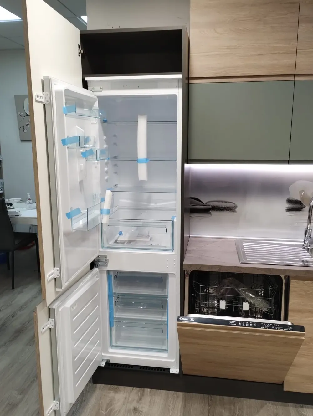 Sale Cucina moderna lineare Cucina new kelly 330 grigio e salvia a prezzo scontato Cucine Lineari|Cucine Moderne