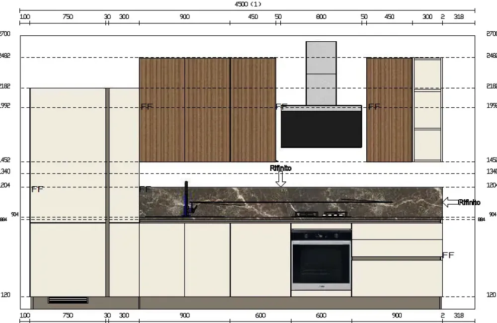 Cucina moderna lineare Cucina modello regola a prezzo scontato^Scavolini Discount