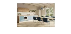 Collezione esclusiva Cucina moderna nordic celeste, effetto legno, scontata 53%. Progettata da un interno.- Cucine Lineari|Cucine Moderne