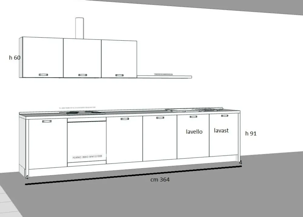 Collezione esclusiva Cucina moderna nordic celeste, effetto legno, scontata 53%. Progettata da un interno.- Cucine Lineari|Cucine Moderne