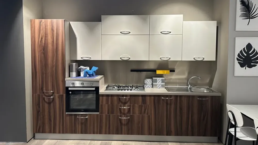 Net Cucine Cucina moderna lineare noce in melaminico Smart- Cucine Lineari|Cucine Moderne