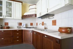 Artigianale Cucina noce country ad angolo Doppio dentello in offerta- Cucine Ad Angolo|Cucine Country