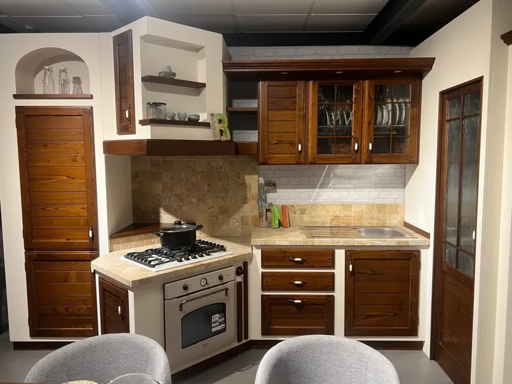 Cucina noce in muratura ad angolo Ger a soli 11000 Euro^Giaconi & Raponi Online