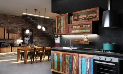 Cucina industriale lineare altri colori in legno Cucina vintage color ante legno recycle design^Outlet Etnico Hot