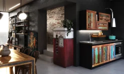 Cucina industriale lineare altri colori in legno Cucina vintage color ante legno recycle design^Outlet Etnico Hot