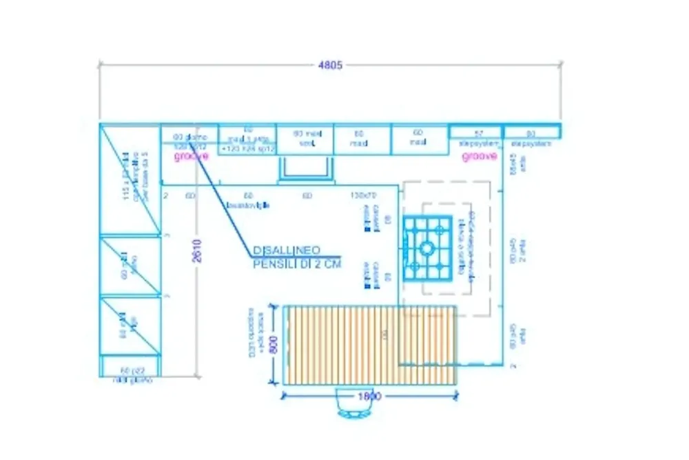 Cucina Oyster con penisola con un ribasso imperdibile^Veneta Cucine Clearance