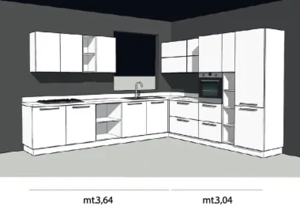 Prima Cucine CUCINA Primacucine Domino noce carruba e bianco matt PREZZO OUTLET- Cucine Ad Angolo|Cucine Moderne