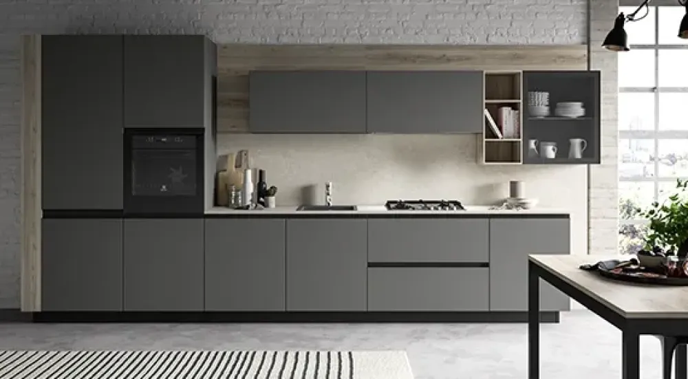 Prima Cucine CUCINA Primacucine lineare Zoe grafite e zoe grafite e silvermine SCONTATA- Cucine Lineari