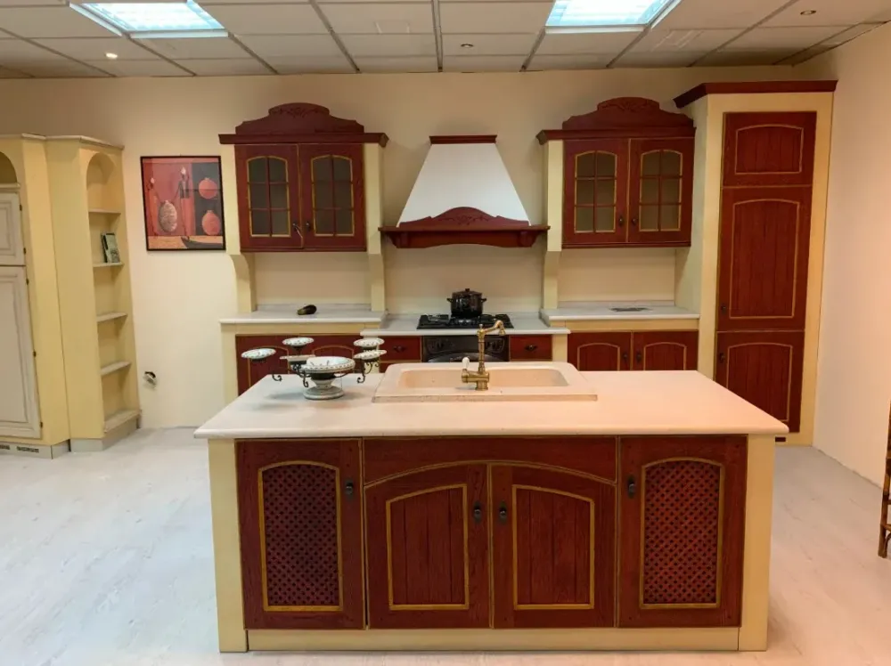 Arrex Cucina rossa classica con isola Morgana- Cucine Ad Isola