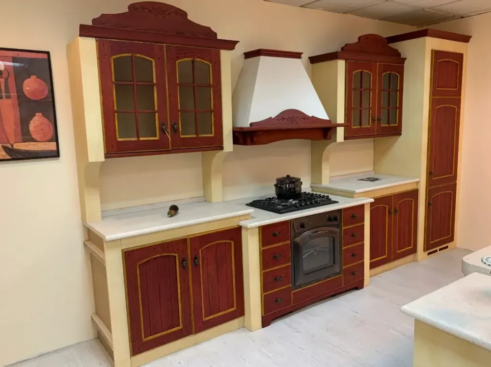 Arrex Cucina rossa classica con isola Morgana- Cucine Ad Isola