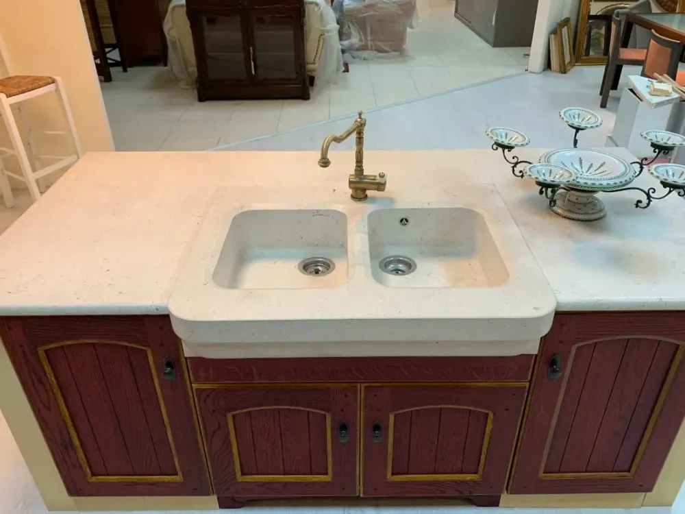 Arrex Cucina rossa classica con isola Morgana- Cucine Ad Isola