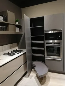 Cucina Round neck moderna tortora ad angolo scontata 53%^Lube Cucine Discount