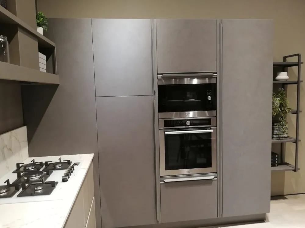 Cucina Round neck moderna tortora ad angolo scontata 53%^Lube Cucine Discount