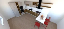 Cucina rovere chiaro moderna con penisola Sp22 scontata^Astra Hot