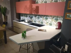 Cucina rovere chiaro moderna con penisola Ginevra in Offerta Outlet^Aran Sale