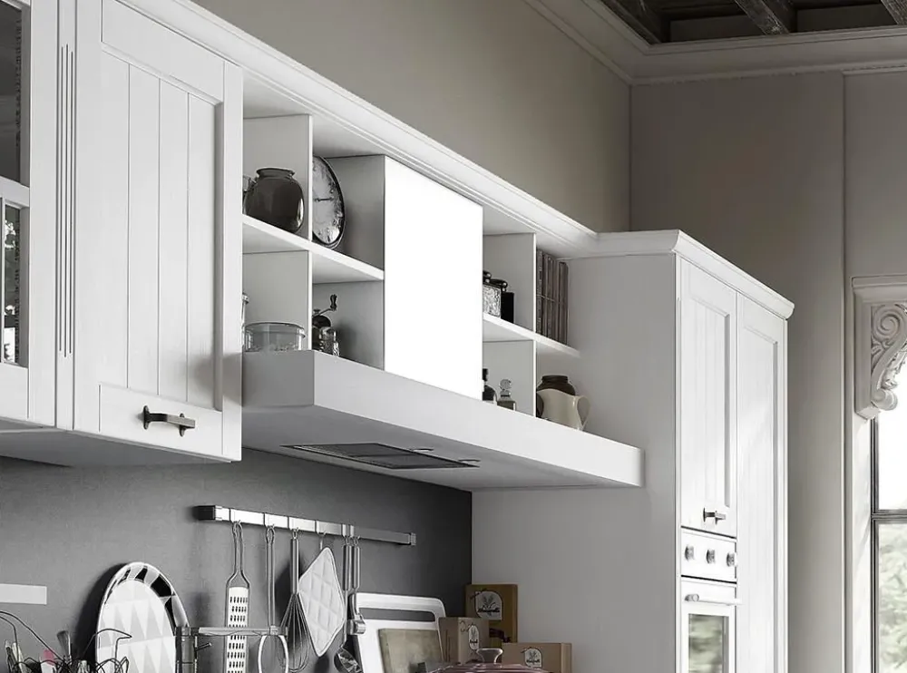 Online Cucina country lineare bianca in laccato opaco Tabia 6 Cucine Lineari|Cucine Country