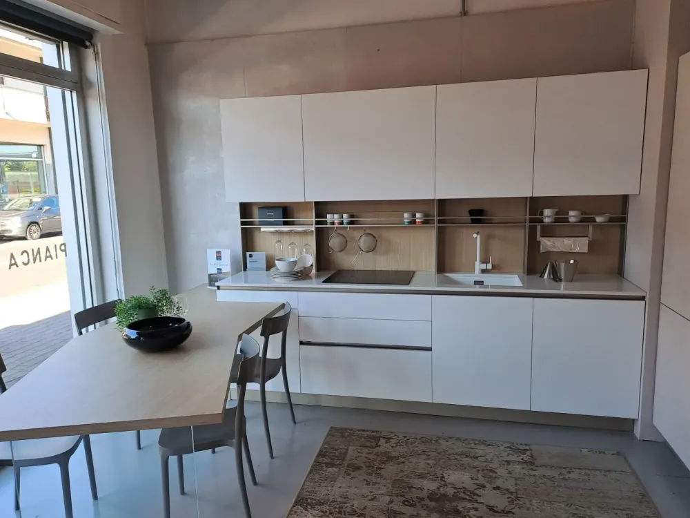 Discount Cucina moderna ad angolo bianca in laminato materico Infinity Cucine Ad Angolo|Cucine Moderne