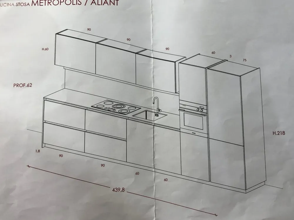 Stosa Cucina moderna lineare altri colori in laminato opaco Metropolis/alliant- Cucine Lineari|Cucine Moderne