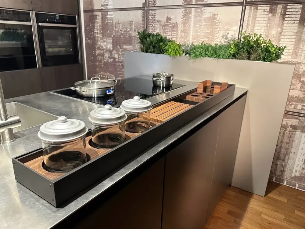 Arredo3 Cucina Time + asia moderna rovere moro con isola scontata 50%- Cucine Ad Isola|Cucine Moderne