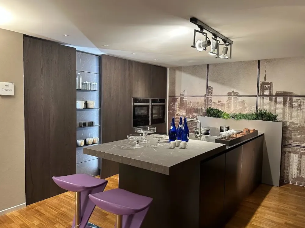 Arredo3 Cucina Time + asia moderna rovere moro con isola scontata 50%- Cucine Ad Isola|Cucine Moderne