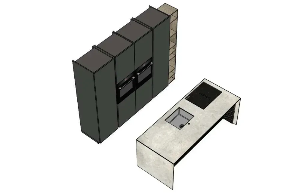 Arredo3 Cucina Time moderna grigia con isola scontata 30%- Cucine Ad Isola|Cucine Moderne