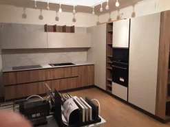 Cucina tortora design ad angolo Glass scontata^Arredo3 New