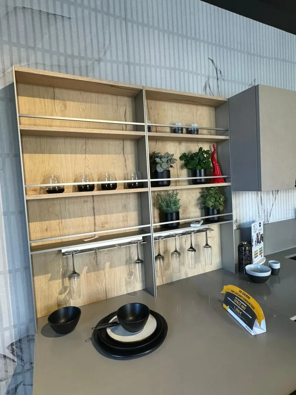 Cucina tortora moderna ad angolo Infinity scontata^Stosa Hot