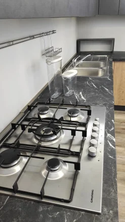 Cucina tortora moderna ad angolo Anita in Offerta Outlet^Arrex Clearance