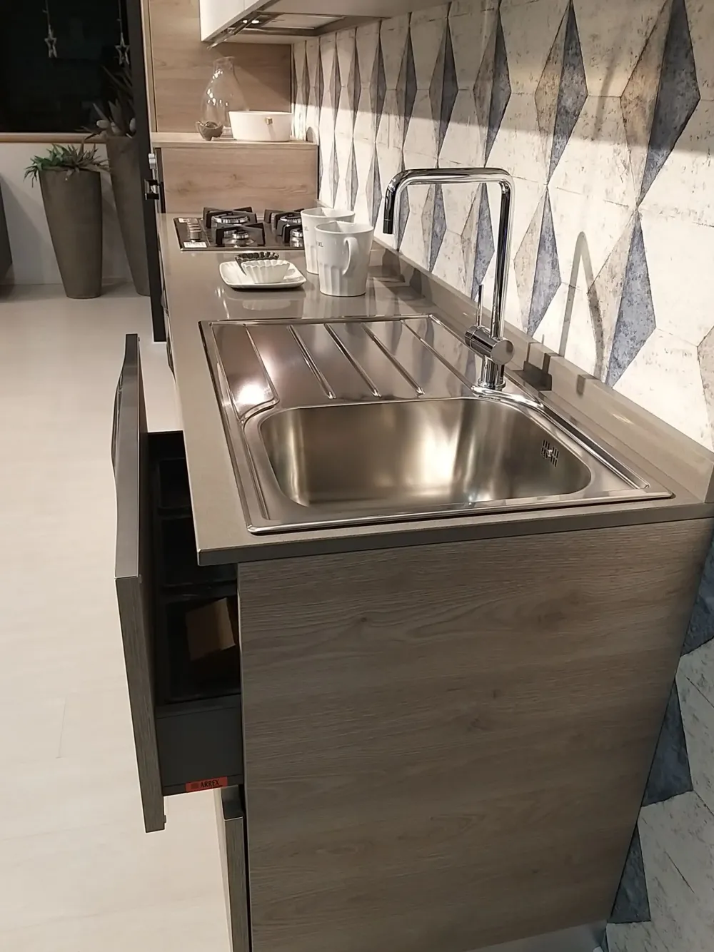 Ar-Due Cucina tortora moderna lineare Oriente- Cucine Lineari|Cucine Moderne