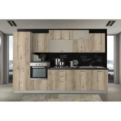Artigianale Cucina tortora moderna lineare Cucina lineare 330 cm rovere nodato- Cucine Lineari|Cucine Moderne