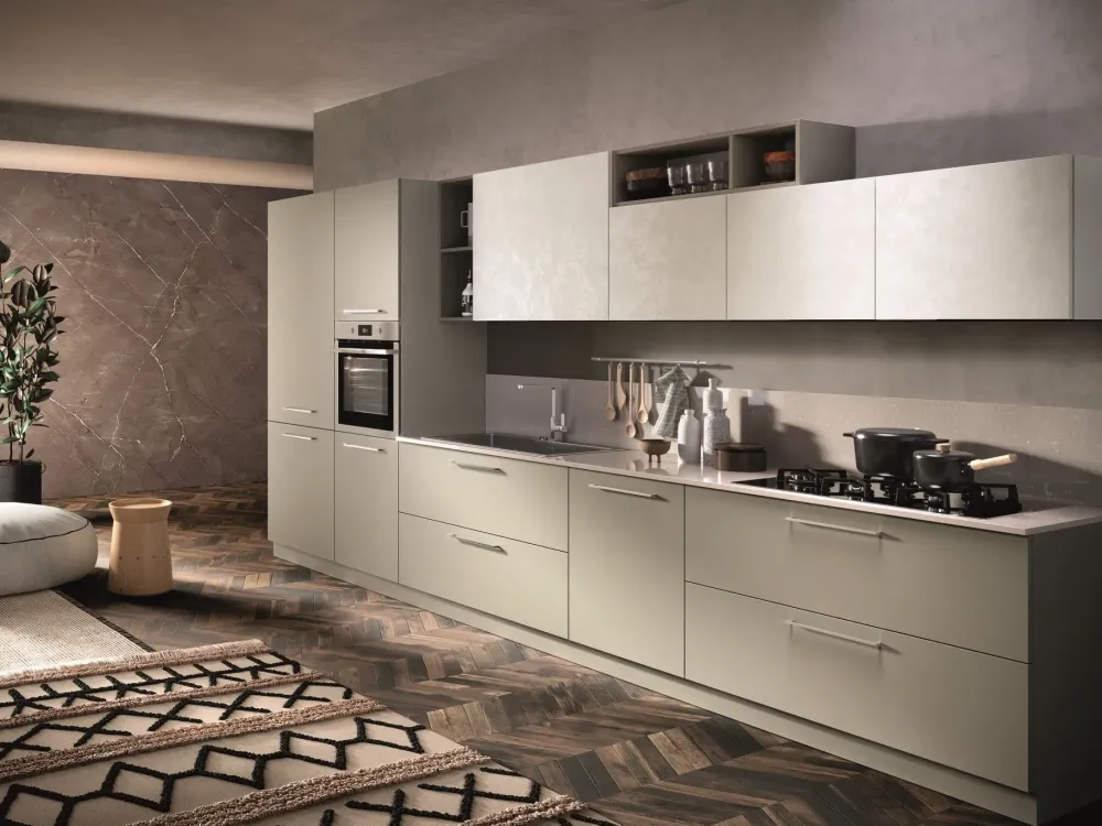 Essebi Cucina tortora moderna lineare Seta 1- Cucine Lineari|Cucine Moderne