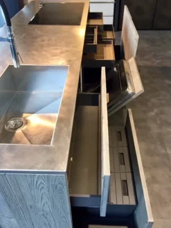 Cucina design ad isola altri colori in legno Line c - abete vecchio massello silver^Zampieri Cucine Best