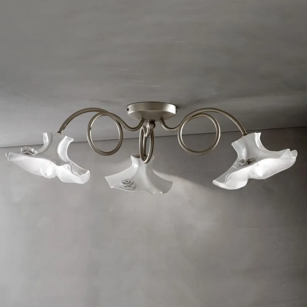 Da soffitto plafoniera stile Classica Lecco c1294/3 in ceramica ferroluce in offerta outlet^Collezione esclusiva