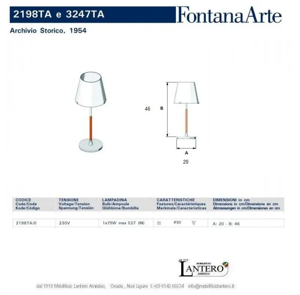 Fontana Arte Da tavolo in metallo 2198ta a prezzo scontato- Lampade Da Tavolo