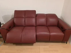 Artigianale Divano 2 posti reclinabile in pelle bordeaux in OFFERTA - 50%- Divani