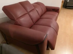 Artigianale Divano 2 posti reclinabile in pelle bordeaux in OFFERTA - 50%- Divani