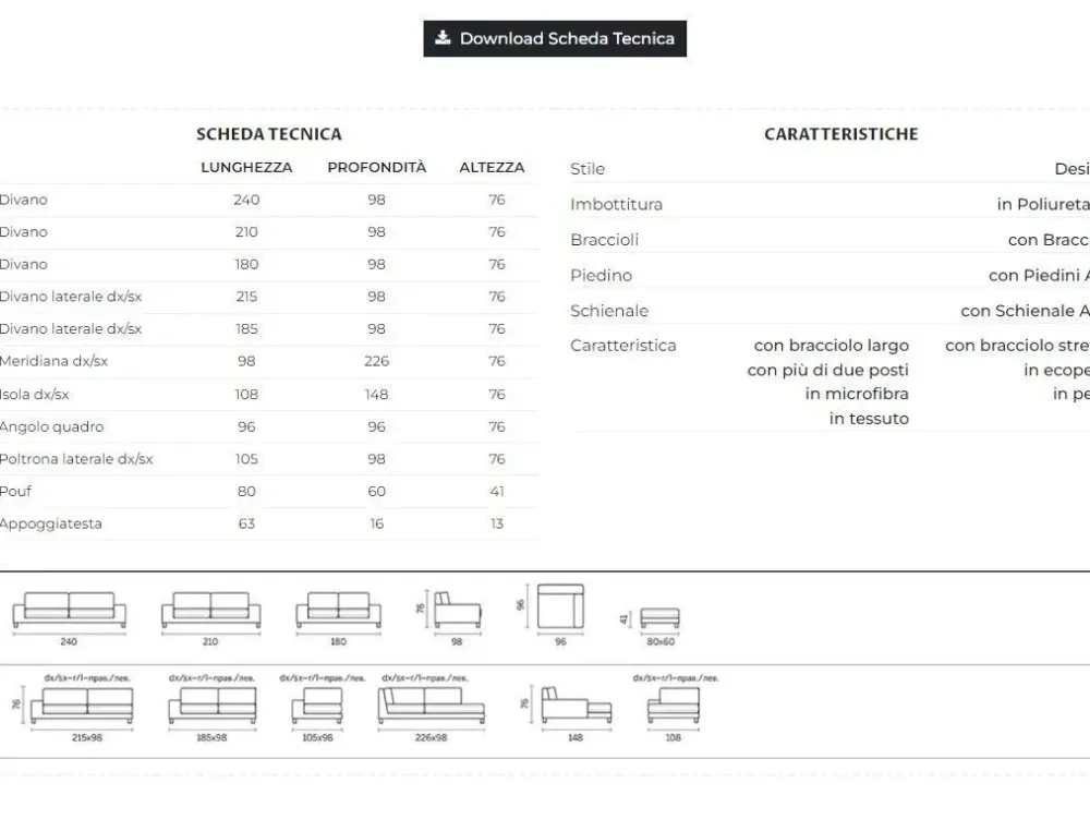 Divanidea Divano Alex di in stile moderno in Offerta Outlet- Divani