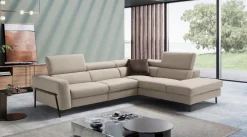 Max Divani Divano angolare pelle in poliuretano a prezzo Outlet- Divani