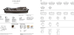 Rosini Divano Chelsea tessuto in poliuretano   in Offerta Outlet- Divani