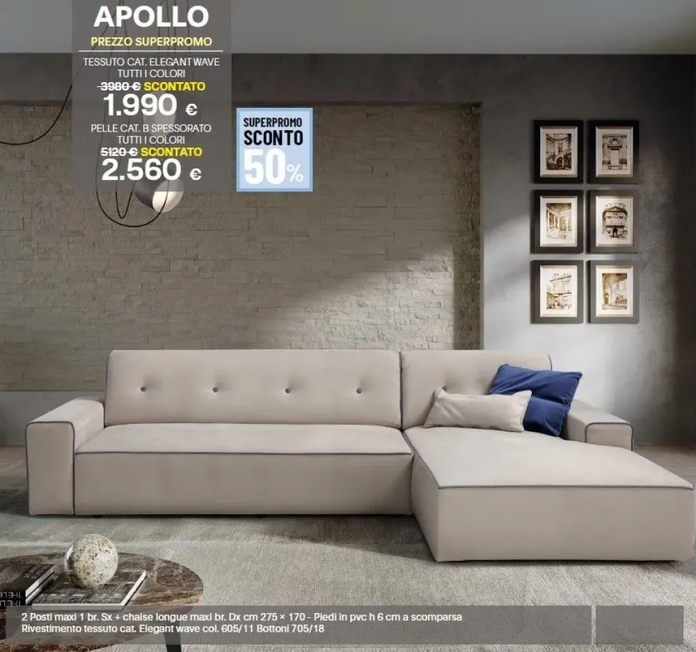 Sofangel Divano con penisola Apollo di a prezzo scontato- Divani