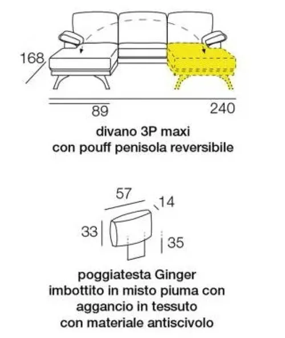 Salvetti Divano con penisola Ginger in Offerta Outlet- Divani