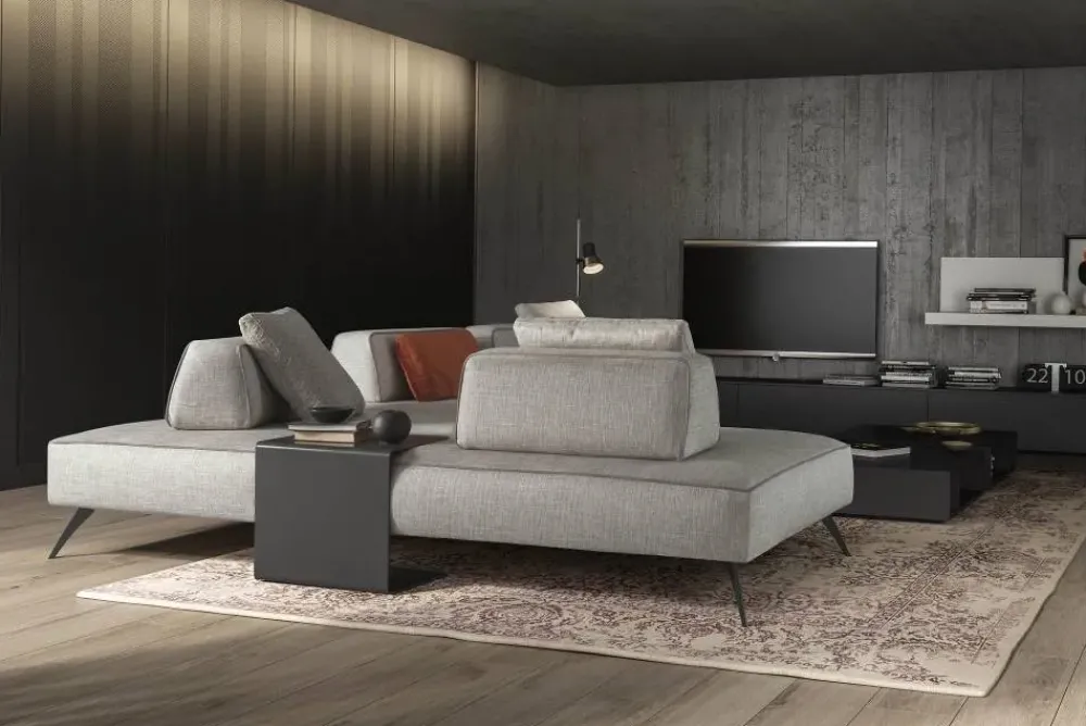 Artigianale Divano con penisola in stile Design Con seduta fissa con forte sconto- Divani