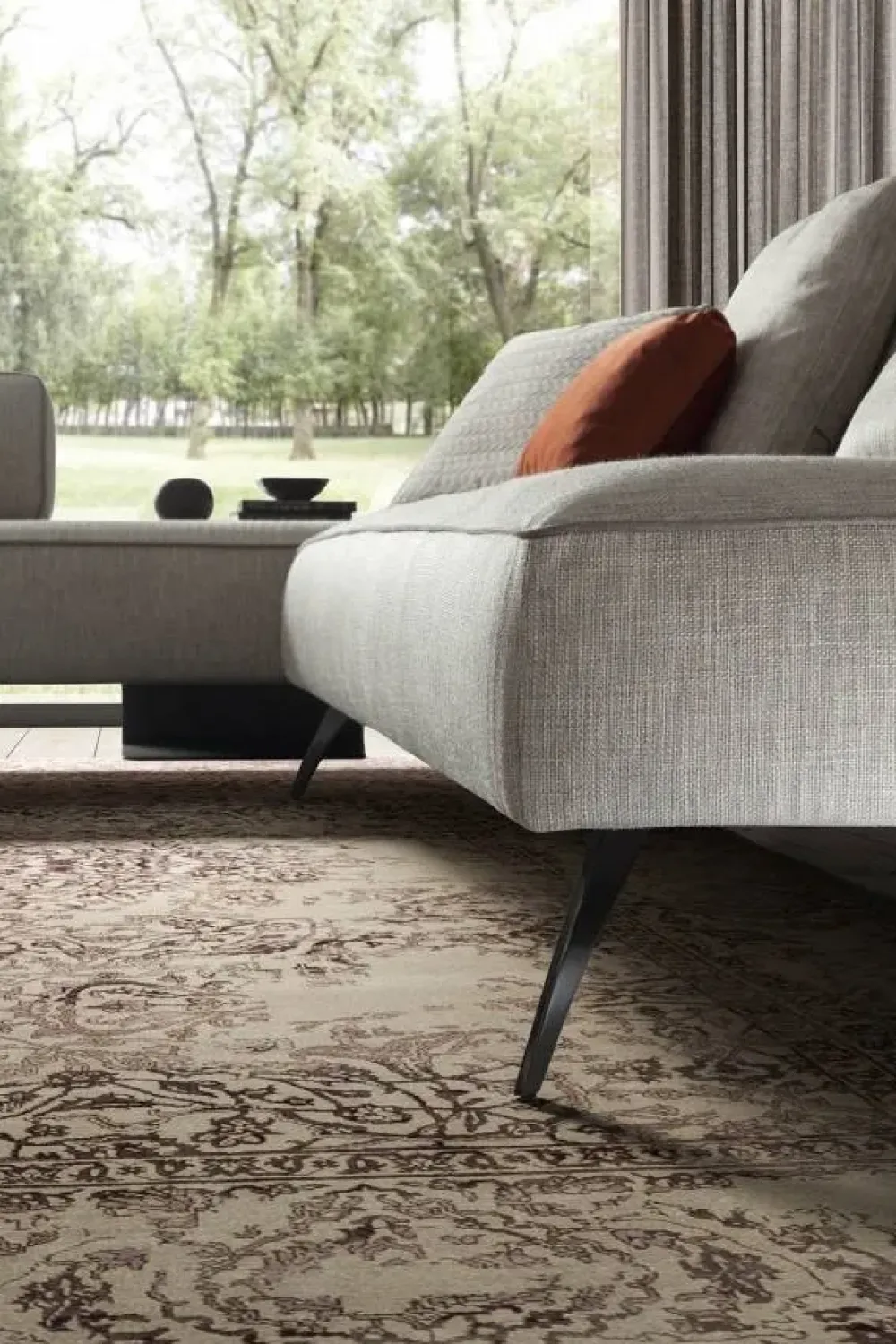 Artigianale Divano con penisola in stile Design Con seduta fissa con forte sconto- Divani