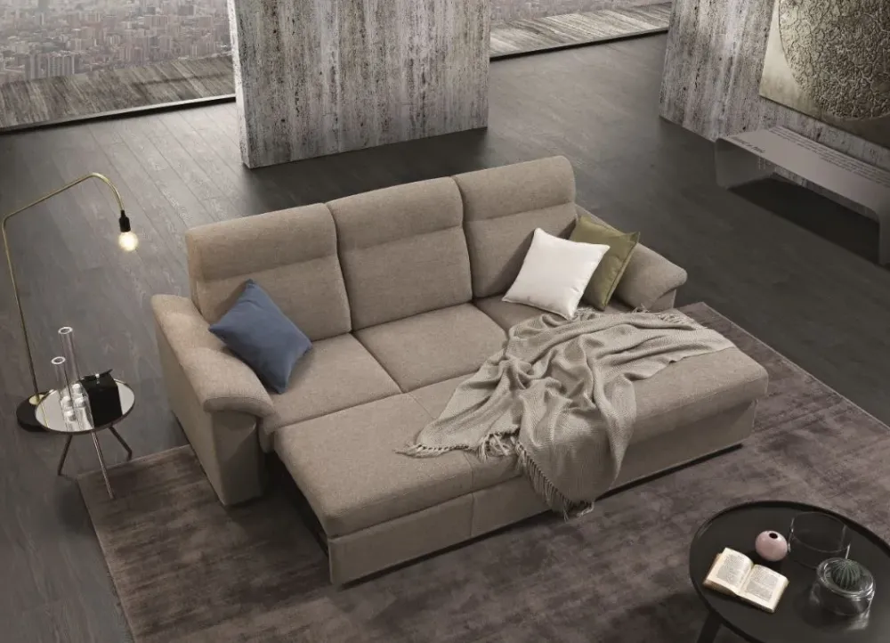 New Divano con penisola in stile Moderno Con seduta estraibile con forte sconto Divani