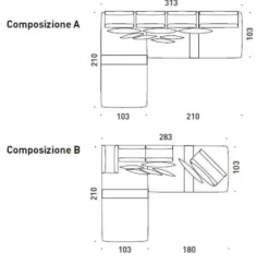 Divano con penisola Merk in Tessuto a 1760€^Fabbri salotti Clearance