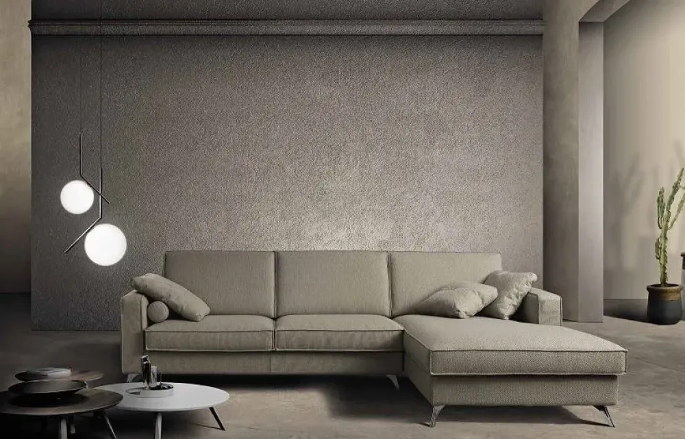 Md work Divano con penisola modello Divano penisola reversibile tessuto anti macchia di in offerta- Divani