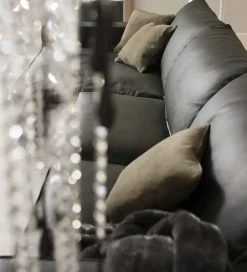 Divano con penisola pelle in misto piuma   a prezzo Outlet^Md work New