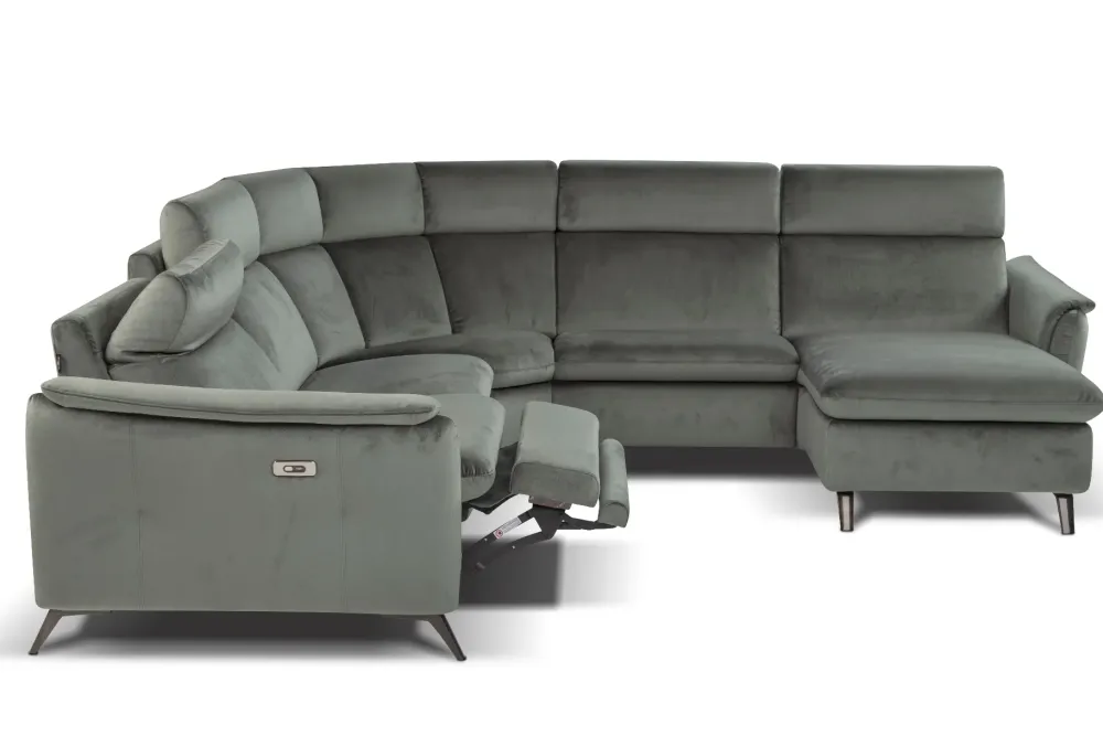 Divano con penisola pelle in poliuretano a prezzo Outlet^Nicoletti Home Best