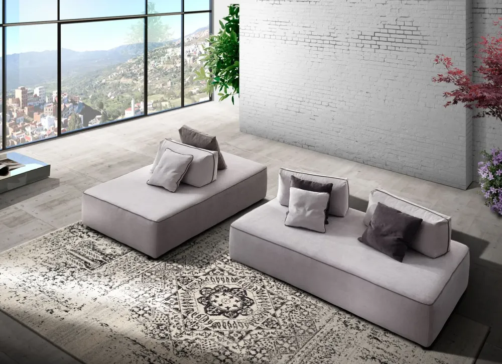 Biel Divano con penisola tessuto in misto piuma a prezzo scontato- Divani